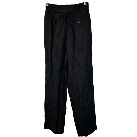 Neiman Marcus 4 Collectible Gold 100% LINEN Wide Leg High Waist Pants $290 Black - Picture 4 of 8